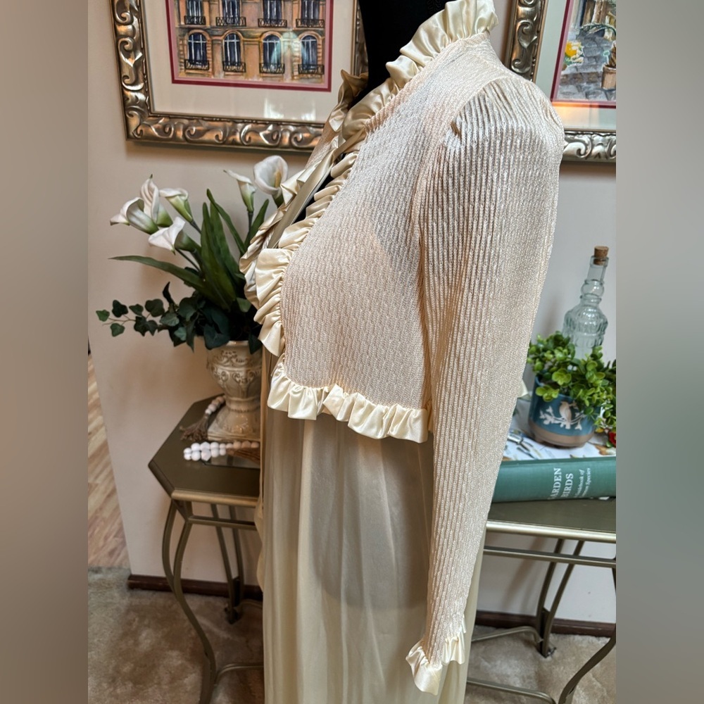 Vintage Gilligan & O'Malley Cream Maxi Lace Slip Dress & Crop Top Set Sz S - Picture 6 of 15